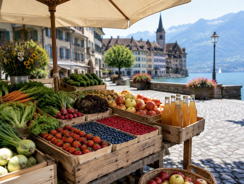 Marktstand am Wochenmarkt